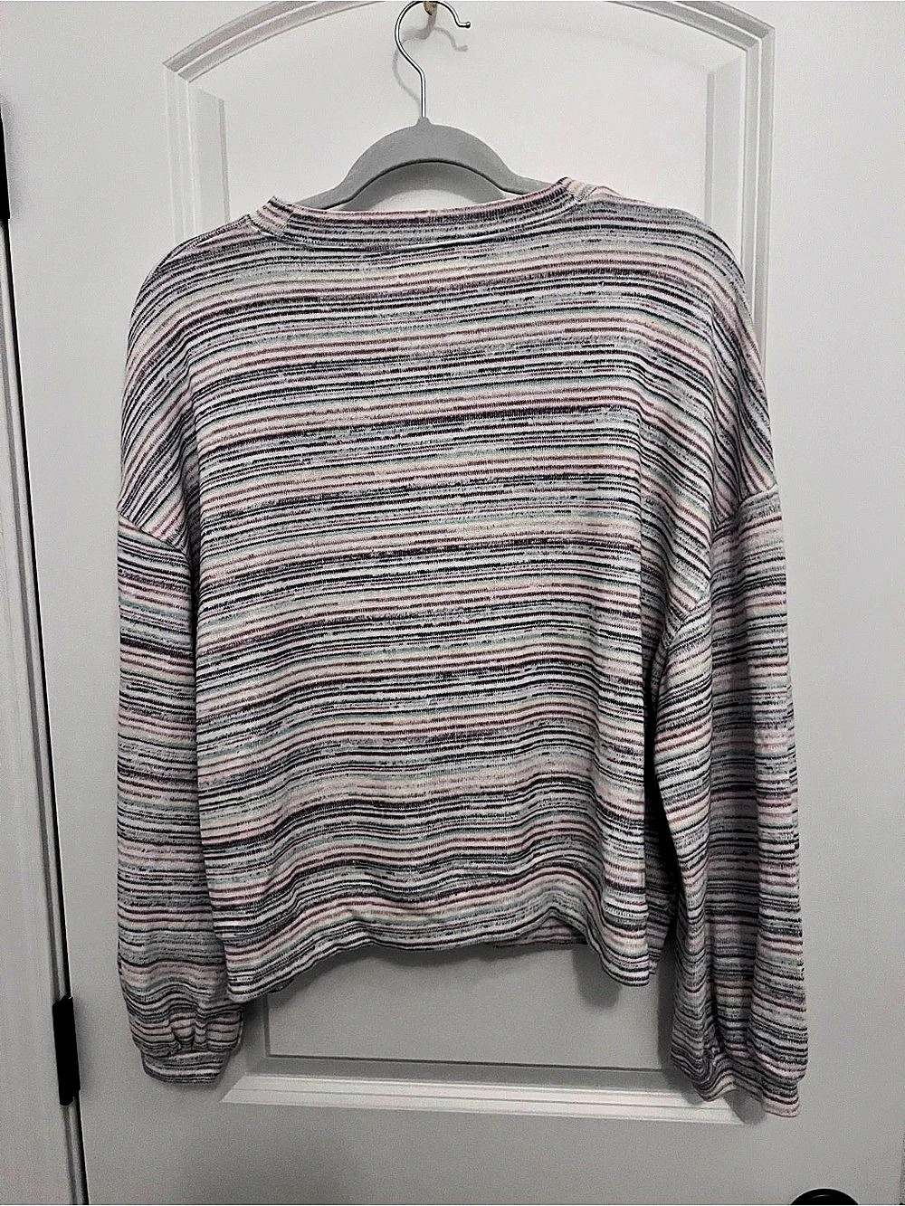 Madewell Space-Dyed Canton Pullover Sweater Gray & Pink - Picture 3 of 3